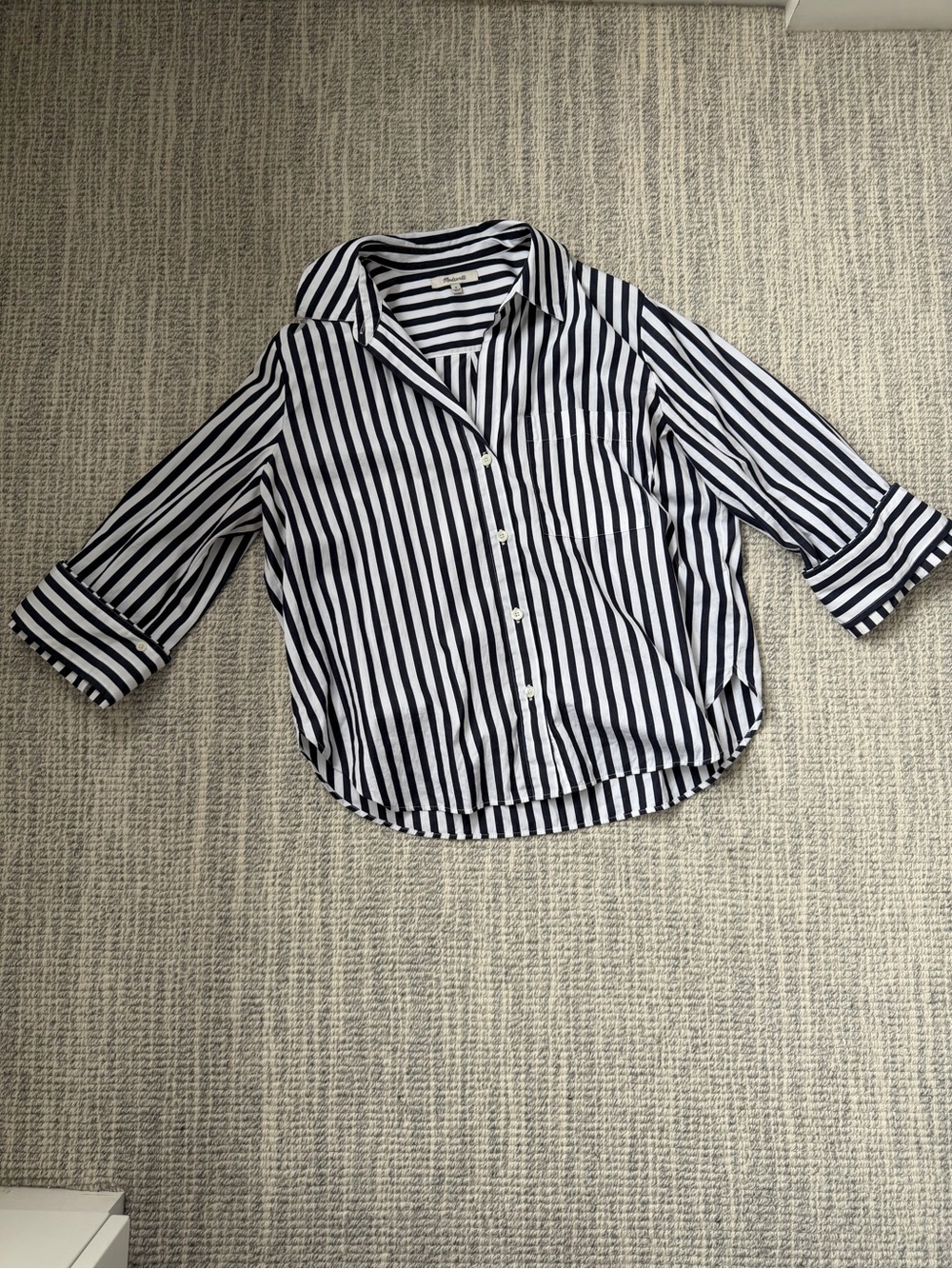 Madewell Striped Navy & White Button-Front Shirt